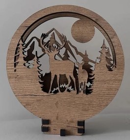 Drevená lampička na nočný stolík Jeleň