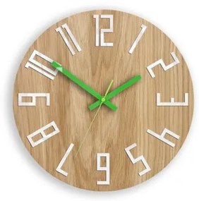 Sammer Jedinečné DREVENÉ nástenné hodiny SLIM zelené 33 cm SlimWoodGreen