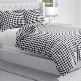 Biante Bavlnené posteľné obliečky Sandra SA-060 Čierno-biele kocky Predĺžené 140x220 a 70x90 cm