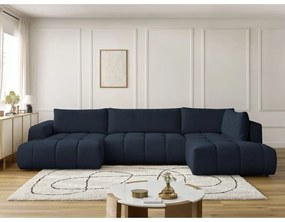 Tmavomodrá rozkladacia/s úložným priestorom rohová pohovka (pravý roh/do tvaru "U") Fuji – Bobochic Paris