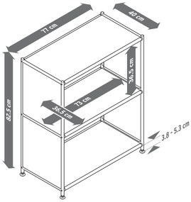 Kovový regál »CN3« s 2 priehradkami