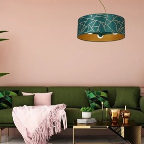 Luster na lanku ZIGGY 3xE27/60W/230V zelená/zlatá