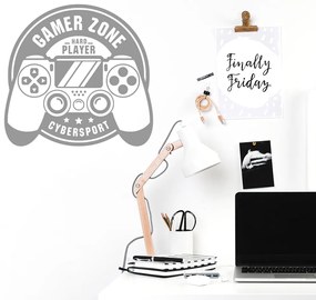 Veselá Stena Samolepka na stenu na stenu Gamer Zone Hráč Farba: černá