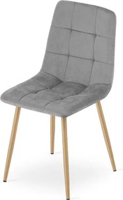 Jedálenská stolička KARA zamatová svetlosivá / hnedé nohy