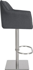 Barová stolička Damaso E - filc, nerez rám - Sivá
