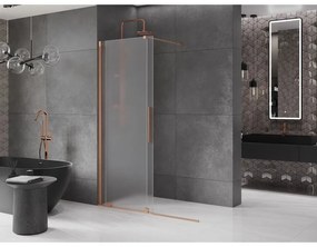 Mexen Velar, sprchová zástena s posuvnými dverami Walk-in 140 x 200 cm, 8mm sklo námraza, medená matná, 871-140-000-33-65