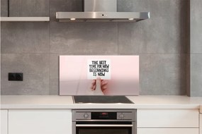 Sklenený obklad do kuchyne nápis hand 120x60 cm