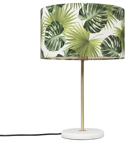 Moderná stolná lampa mosadz s tienidlom z listov 35 cm - Kaso