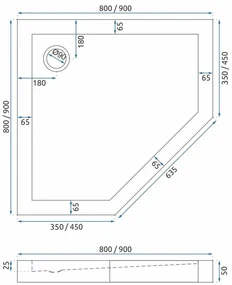 Rea - AXIN jednodverový sprchový kút 80 x 80 cm, chrómový profil - číre sklo 6mm, REA-K8778