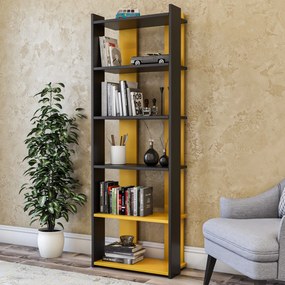 Könyvespolc Sakran - Anthracite, Yellow