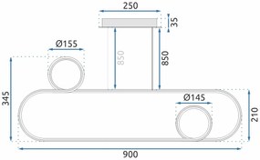 Toolight - LED závesné svietidlo APP809-CP GOLD, zlatá, OSW-09850