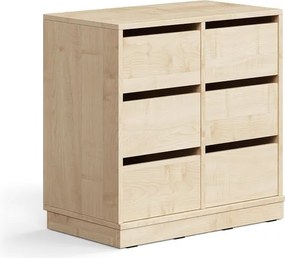Úložná skrinka CASPER, 6 zásuviek, so soklom, breza