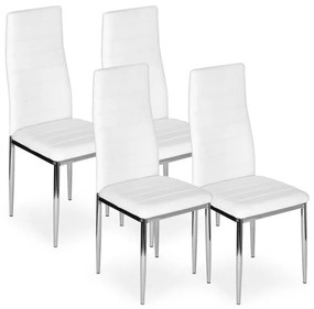 Stoličky z ekokože do obývačky a jedálne, 4 ks. biele chrómové nohy