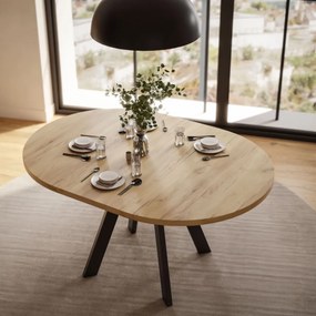 OKRÚHLY ROZKLADACÍ JEDÁLENSKÝ STÔL EWALD DUB KRAFT ZLATY + ČIERNY 100/140 cm