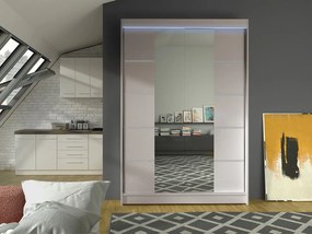 Posuvná skriňa Parys V, Farby: čierna /biela, Osvetlenie: osvetlenie LED RGB - farebné
