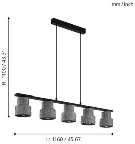 Eglo 39855 - Luster na lanku HILCOTT 5xE27/40W/230V