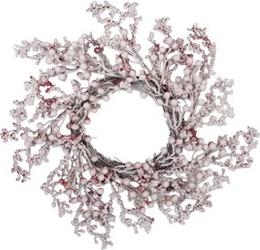 Vianočný zasnežený veniec s bobuľami - Ø 55*10 cm