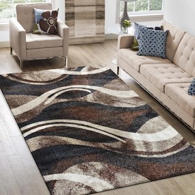 Originálny koberec s abstraktným vzorom v hnedej farbe Šírka: 80 cm | Dĺžka: 150 cm
