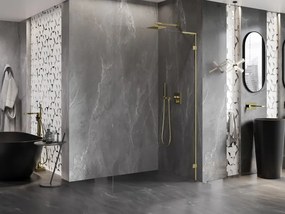 Mexen, Mexen Lunar L sprchová stena pravá 90 x 200 cm, priehľadná 8 mm, zlatá - 830L-090-000-50-00-P