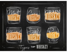 Ceduľa Types of Whiskey 40 x 30 cm