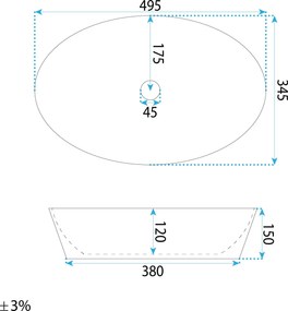 Rea Astoria, umývadlo na dosku 409x340x150 mm, biela lesklá, REA-U0641