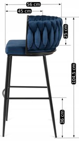 Barová židle Flores 60 cm černá/modrá
