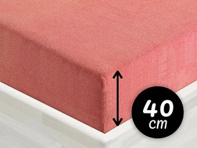 Froté napínacie prestieradlo na extra vysoký matrac FR-001 Koralové 100 x 200 - výška 40 cm