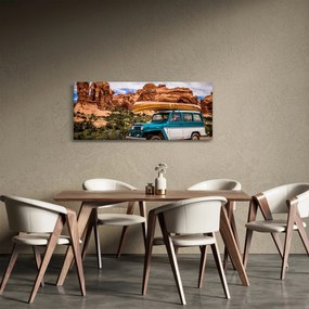 Obraz terénneho auta v horách (120x50 cm)
