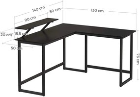 Rohový písací stôl Vasagle Corner čierny