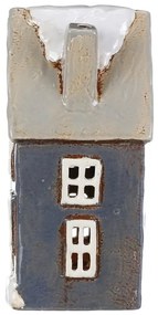 Vianočná dekorácia Zimný domček, keramika, na čajovú sviečku, sivá