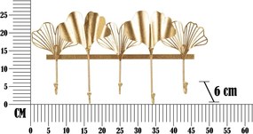 Kovový nástenný vešiak v zlatej farbe Leaves - Mauro Ferretti