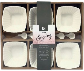 EH Súprava servírovacích misiek s lyžičkami Vlnkovka štvorec, 12 ks