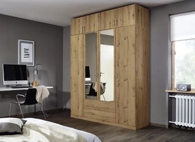 Šatníková skriňa so zrkadlom Case, 181 cm, dub artisan