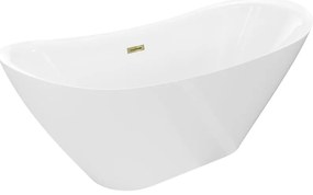 Mexen Lotos, voľne stojaca vaňa 140 x 75 cm, biela, zlatý lesklý prepad, 52051407700-50