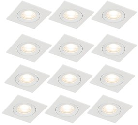 Sada 12 vstavaných bodových svetiel bielych štvorcových GU10 50 mm IP44 - Xena