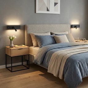 Sada 2 moderných nástenných svietidiel čierna nastaviteľná s USB-C vr. LED - Modric