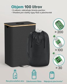 Triediaci kôš na fľaše a plechovky ECOVIA, 100l, čierna/béžová SongmicsHome