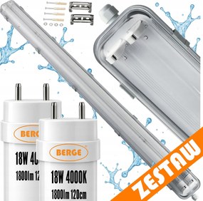 SADA Hermetické svietidlo s reflektorom 120cm 36W 3600lm 4000K + 2x LED žiarivky