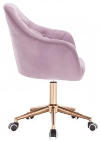 LuxuryForm DESIGN Kreslo ANDORA VELUR na zlaté podstave s kolieskami - levanduľa
