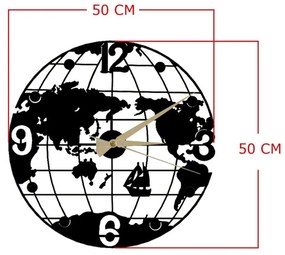 Dekorativní nástěnné hodiny Globe 50 cm černé