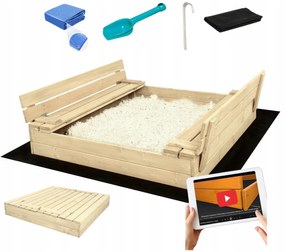 SandTropic Pieskovisko drevene 120x120 cm uzatvárateľné