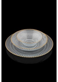 Jedálenská súprava 12 ks číra/zlatá/sklo