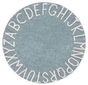 Svetlomodrý prateľný ručne tkaný bavlnený detský koberec ø150 cm ABC Vintage Blue – Lorena Canals