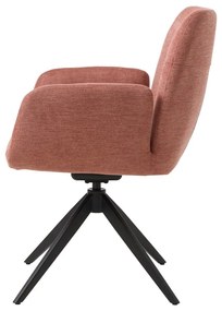 Ružové čalúnené jedálenské kreslo s podrúčkami Roxana – Unique Furniture