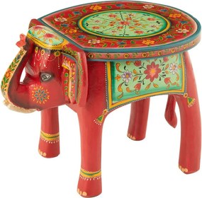 Drevený farebný stôl / stolička slon Mumbai mango wood - 48*35*36 cm