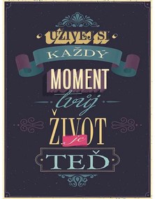 Ceduľa Užívej si každý moment tvuj život je teď