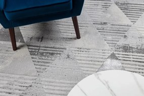 Koberec LIRA E1627 Trojuholníky geometrický, štrukturálny, glamour - sivý