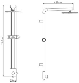 Aqualine Aqualine, TOUR sprchový stĺp, v. 1100mm, hliník, SL030