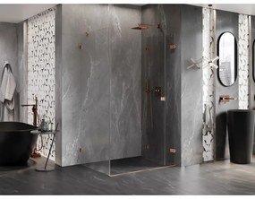 Mexen Lunar-F, 1-krídlový sprchový kút so skladacími dverami, pravý, 85 x 70 cm, 8mm číre sklo, medený profil, 836-085-070-65-00-P