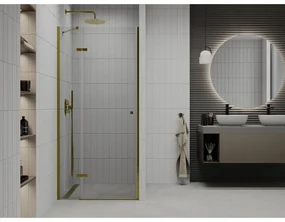 Mexen Roma, sprchové dvere do otvoru 70 x 190 cm, 6mm číre sklo, zlatý profil, 854-070-000-50-00